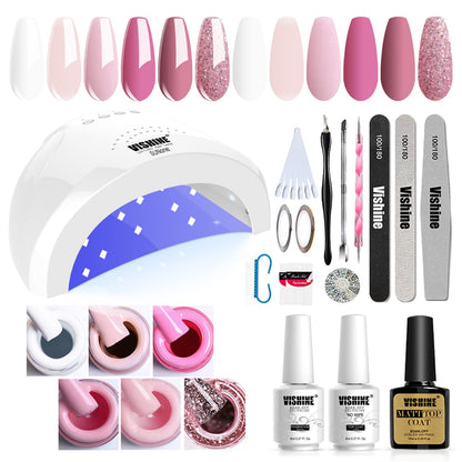 Vishine Gel Nail Polish Starter Kit + 48W SUNOne Lamp – 6 Colors, Base & Top Coats