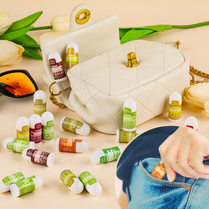 VISRIE Mini Lip Balm 120 Pack – 10 Flavors with Vitamin E & Coconut Oil