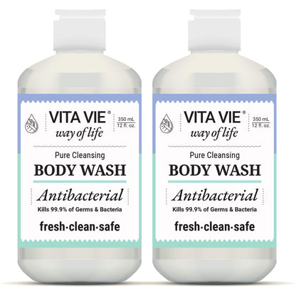 VITA VIE Body Wash Lemon Scent – Gentle, Everyday Clean for Hands & Forearms (2 Pack, 12 oz)