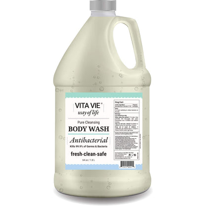 VITA VIE Body Wash Refill – Lemon Scent, Antibacterial Hand & Forearm Wash (64 oz)