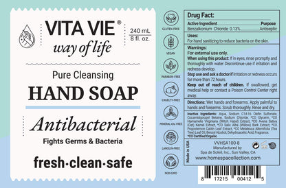 VITA VIE Hand Soap 8oz – Paraben-Free, Sulfate-Free, Cruelty-Free, Made in USA