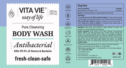 VITA VIE Body Wash with Lemon Scent – Antibacterial Hand & Forearm Cleanser