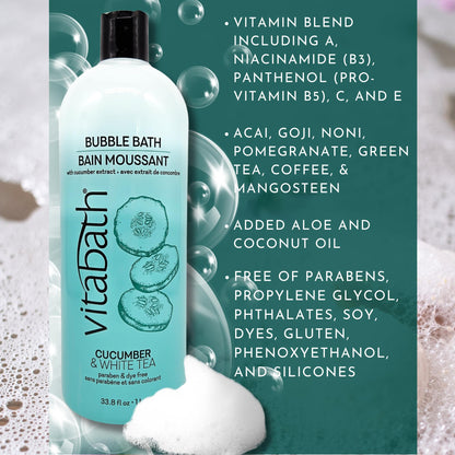 Vitabath Cucumber & White Tea Bubble Bath – Rich Foaming Soak for Relaxation