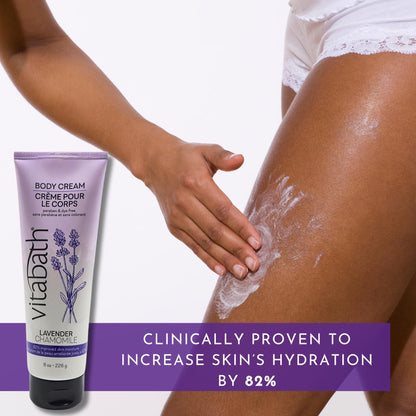 Vitabath Lavender Chamomile Moisturizing Body Cream – Soothing Hydration with Vitamin-Rich Skin Care (8 oz)
