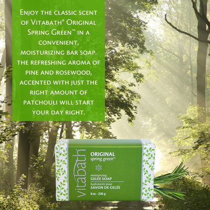 Vitabath Original Spring Green Gelee Bar Soap – Moisturizing Gel Cleanser & Hydrating Solid Body Wash (3 x 8oz)