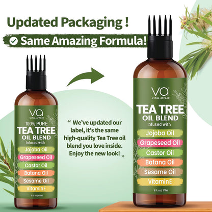 VITAL AFFAIR Tea Tree Oil Hair Treatment with Jojoba, Castor & Batana Oil – Dandruff Control & Hair Strength (6 Fl Oz)