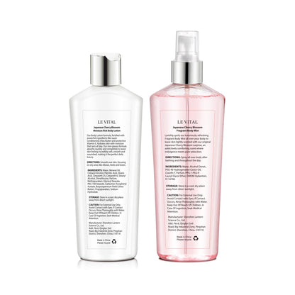 Vital Luxury Japanese Cherry Blossom Bath & Body Care Set – Mist & Cream (8 oz each)