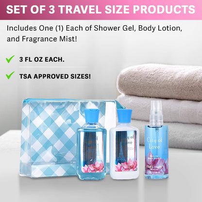 Vital Luxury Bath & Body Travel Set – City of Love: Shower Gel, Lotion, Mist