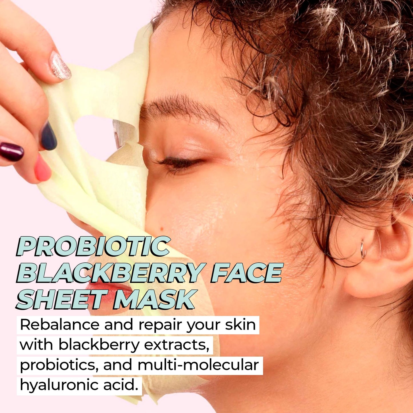 Vitamasques Probiotic Blackberry Face Sheet Mask 7-Pack – Hydration, MMHA & Biodegradable Korean Skincare