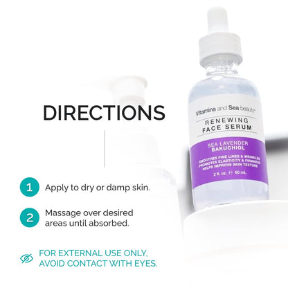 Renewing Skin Serum with Sea Lavender & Bakuchiol | VITAMINS AND SEA BEAUTY – Anti-Aging Firming (2 fl oz)