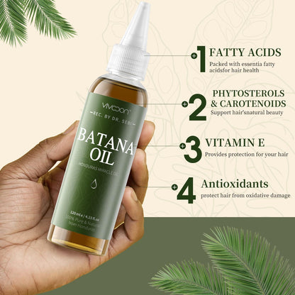 Vivccon Batana Oil – 100% Pure Batana Oil from Honduras | Hair, Scalp & Skin (4.23 fl oz)