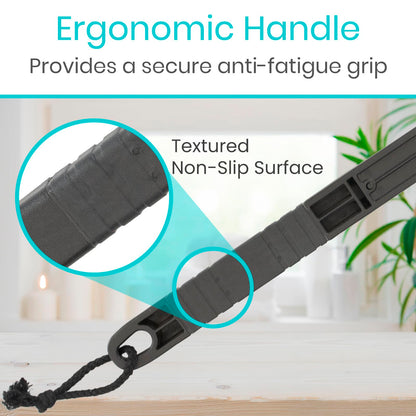 Vive Long Handled Loofah Stick – Extended Reach Bath Scrubber with Extra Pouf