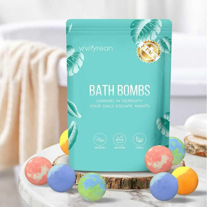 Vivifyrean Bath Bombs Gift Set – 8 Organic Fizzing Bath Bombs for Women