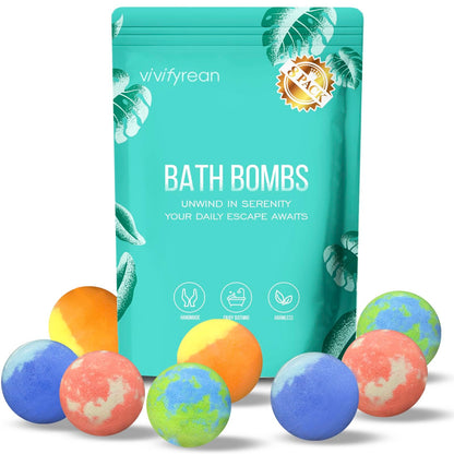 Vivifyrean Bath Bombs Gift Set – 8 Organic Fizzing Bath Bombs for Women