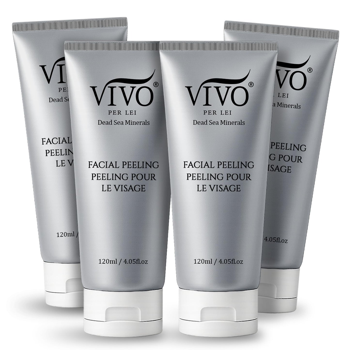 Vivo Per Lei Facial Peeling Gel – Gentle, Non-Abrasive Exfoliator for Sensitive, Dry & Mature Skin (4 x 4.05 oz)