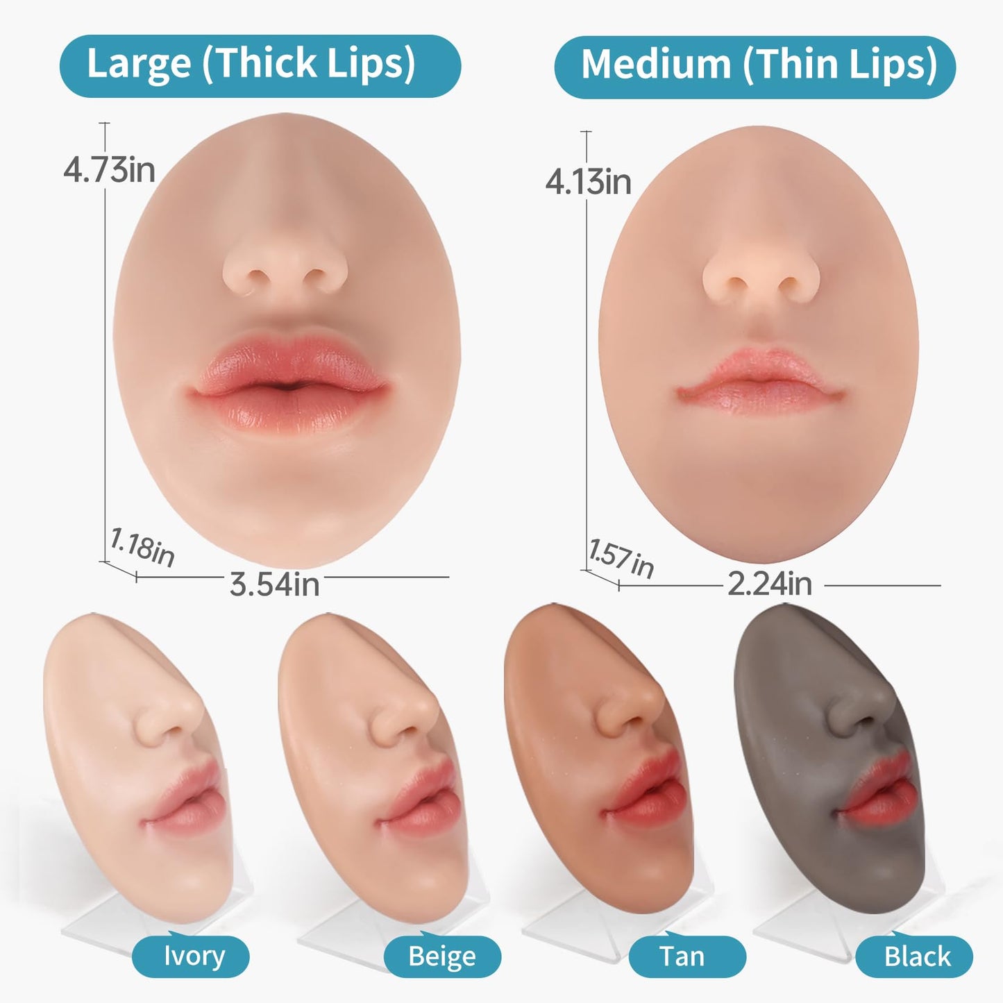Vnmcry Silicone Nose & Mouth Practice Model | Realistic Lip & Nose Display for Piercing Training (Ivory, L-Thick Lip)