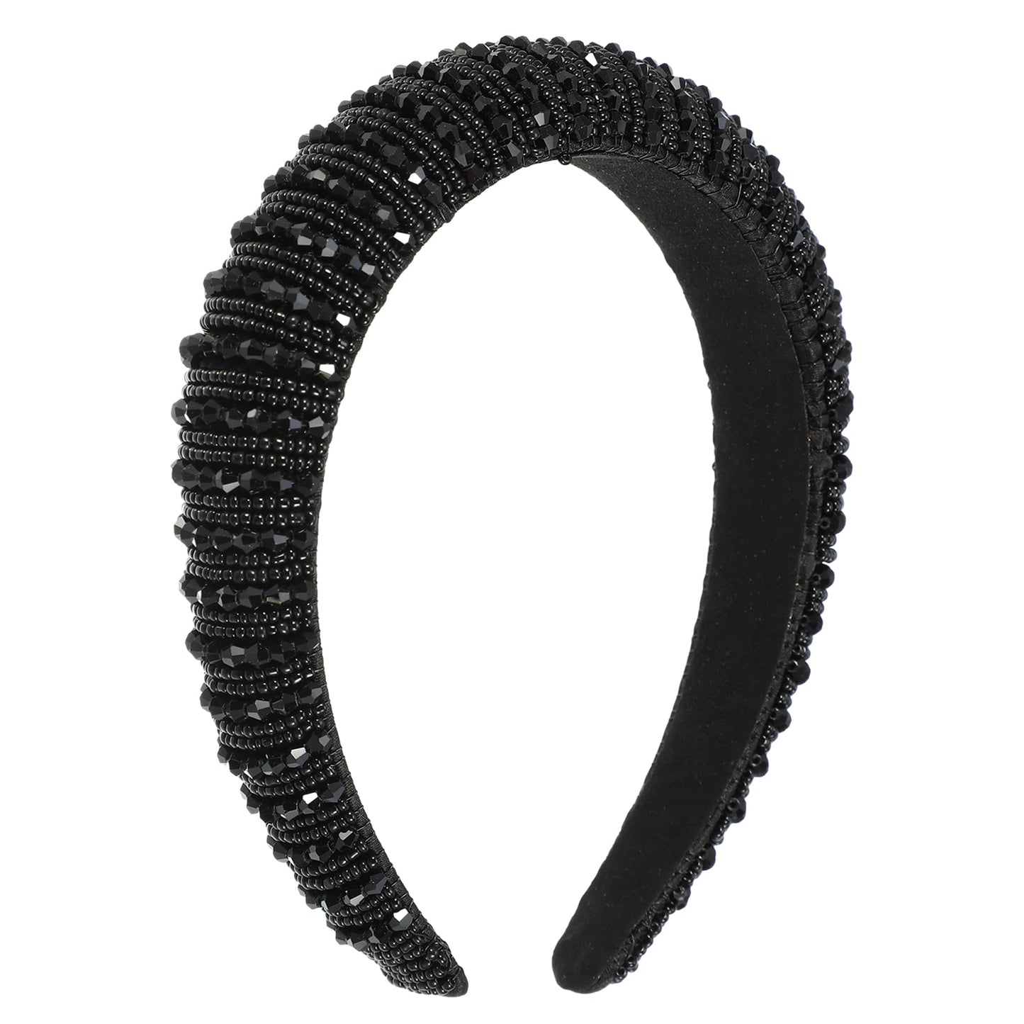 VOCOSTE Crystal Headband with Rhinestones – Black, 1.2 Inch Wide