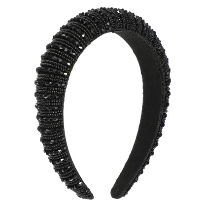 VOCOSTE Crystal Headband with Rhinestones – Black, 1.2 Inch Wide