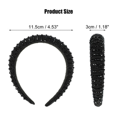 VOCOSTE Crystal Headband with Rhinestones – Black, 1.2 Inch Wide