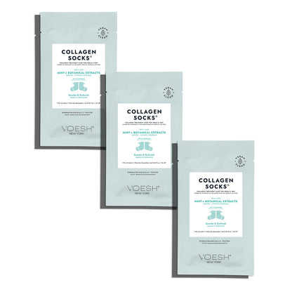 VOESH Collagen Socks with Peppermint Oil – 3 Pack, Vegan Dry Feet & Cracked Heel Care