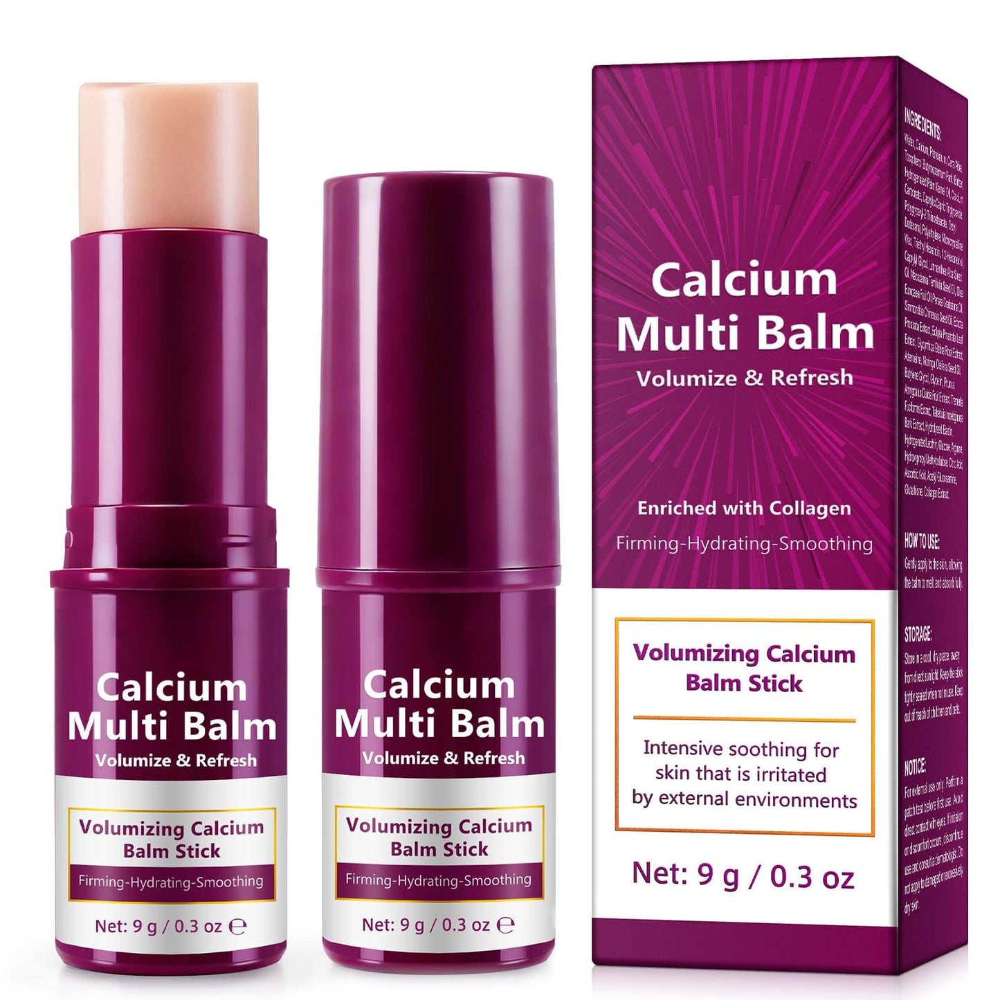 VOGSIG Calcium Enriched Multi Balm Stick – Collagen Moisturizing & Firming Skincare (2 x 9g)