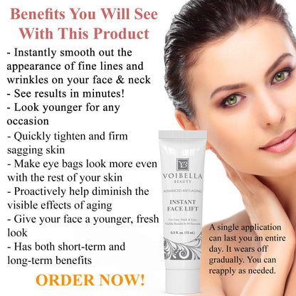 Voibella Instant Face Lift Cream | Eye, Neck & Face Tightening, Lifting & Firming Serum