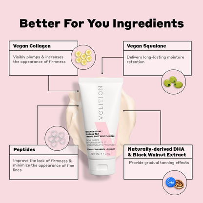 Volition Getaway Glow Gradual Tan Firming Body Moisturizer | Vegan Collagen + Squalane