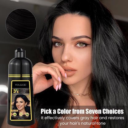 VOLLUCK Hair Dye Shampoo 3-in-1 for Gray Coverage | Long-Lasting Color