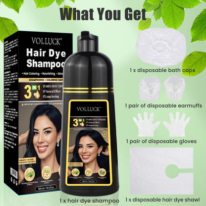 VOLLUCK Hair Dye Shampoo 3-in-1 for Gray Coverage | Long-Lasting Color