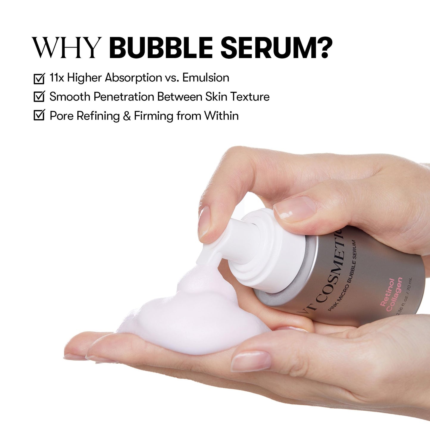 VT COSMETICS Bubble Serum – Retinol & Collagen, 2.36 fl oz