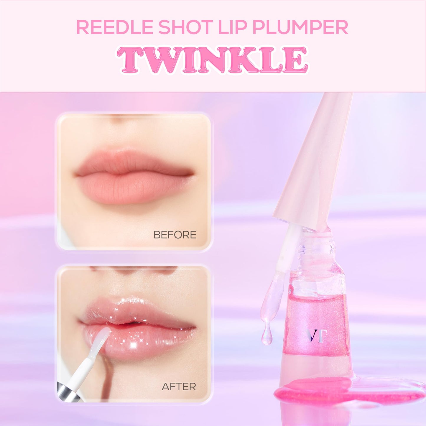 VT COSMETICS Reedle Shot Lip Plumper with Twinkle & Glitter | Hydration, Plump & Shine 0.15 oz