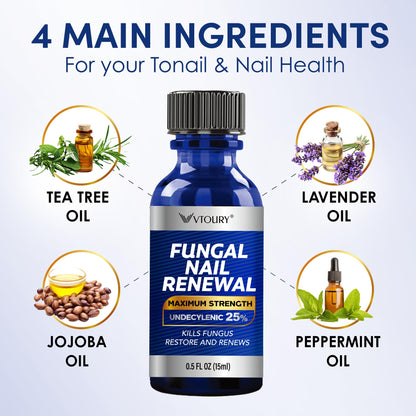 VTROUY Toenail Fungus Treatment Extra Strength – 25% Undecylenic Acid & Tea Tree Oil