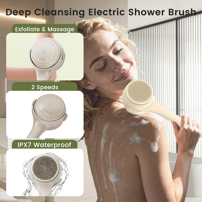VWMYQ Electric Back Scrubber – Waterproof USB Rechargeable Exfoliating Brush for Back, Arms & Legs