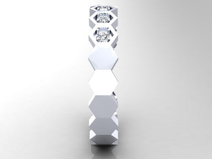 Bees Nest - Minimalist Hexagonal Diamond Band