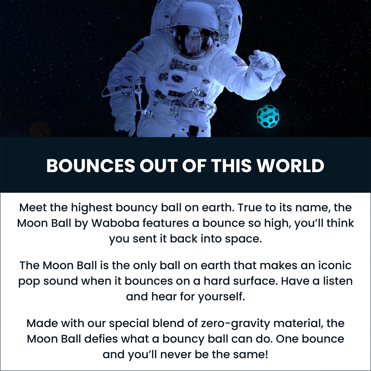 Waboba Moon Ball Gradient – Extreme Bouncy Ball for All Ages | Ultra High Bounce, Pop Sound, Neon Colors