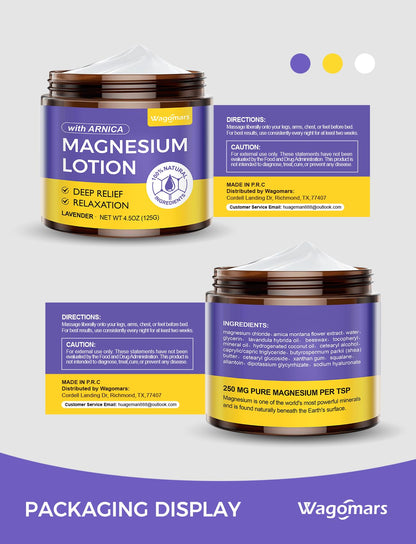 Wagomars Natural Magnesium Lotion for Sleep & Pain Relief | Arnica & Hydration