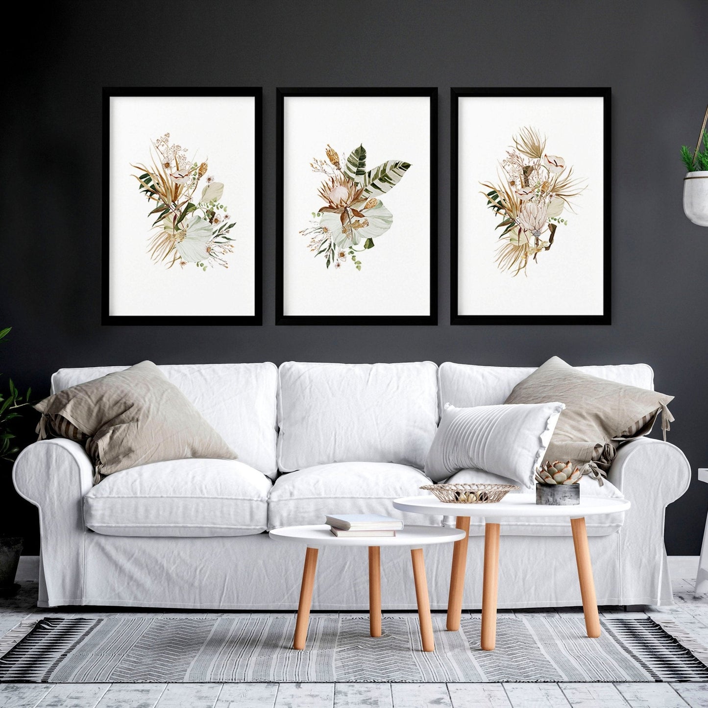 Bohemian wall art decor | Set of 3 framed wall art prints