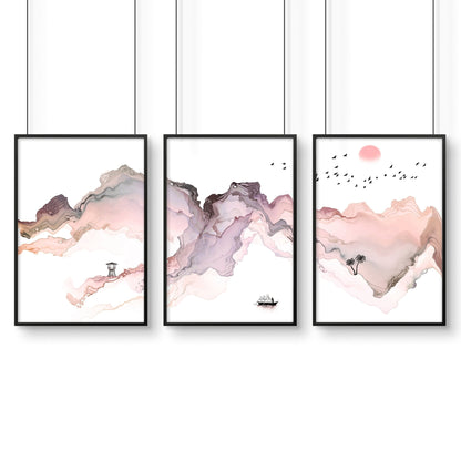 Wall art seaside | set of 3 framed wall art prints