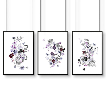 Flower art | set of 3 wall art for Home office decor