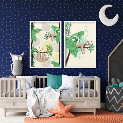 Wall art decor for nursery | set of 2 Sloth wall art prints