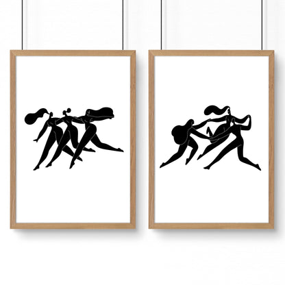 Wall Art Framed | Set of 2 Boho Women Wall art Prints