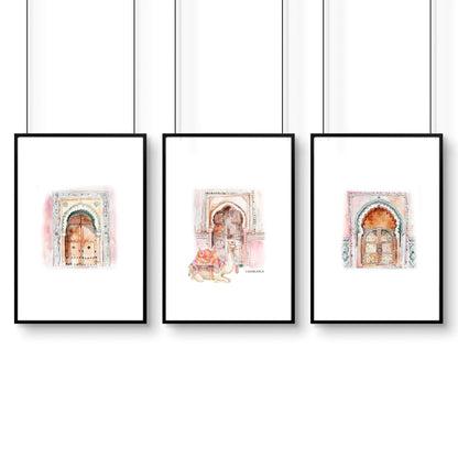 Wall Canvases For Living Room | Set of 3 Moroccan Inspired Wall art Prints