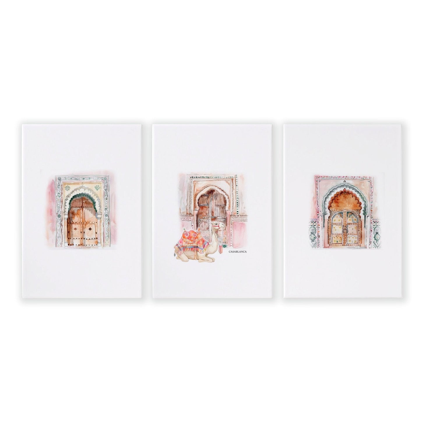 Wall Canvases For Living Room | Set of 3 Moroccan Inspired Wall art Prints