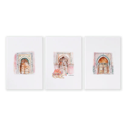 Wall Canvases For Living Room | Set of 3 Moroccan Inspired Wall art Prints