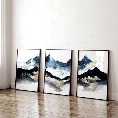 Office Decor Ideas – Set of 3 Teal Scandi Wall Art Prints