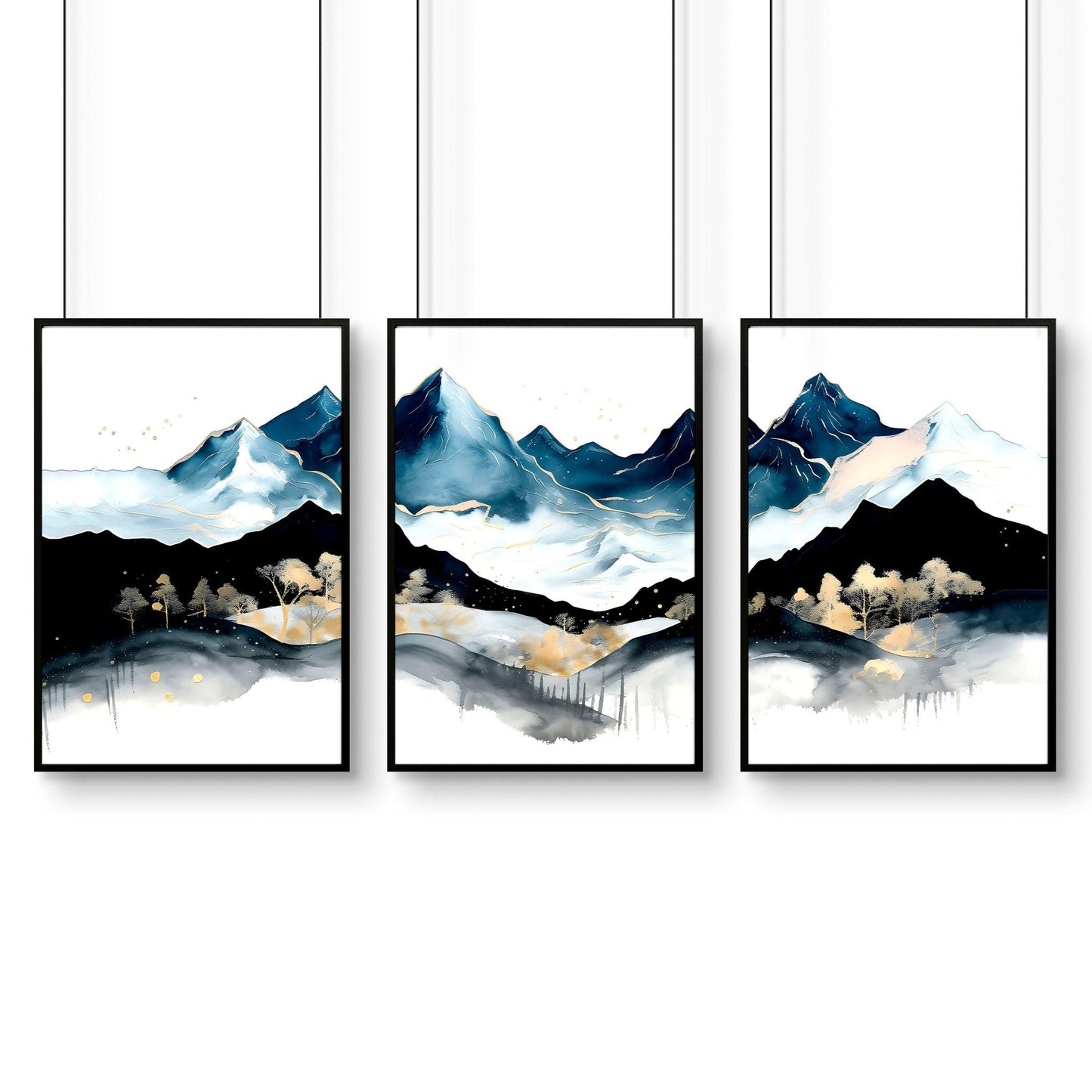 Office Decor Ideas – Set of 3 Teal Scandi Wall Art Prints