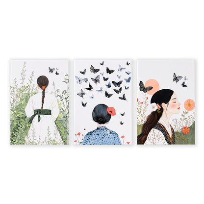 Wall Picture Gallery | Set of 3 Boho Women Wall art Prints