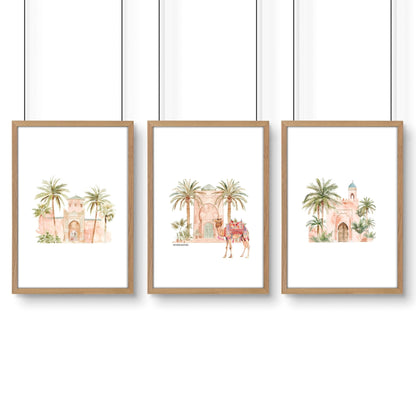 Wall Picture With Frame | Set of 3 Moroccan Wall art Prints