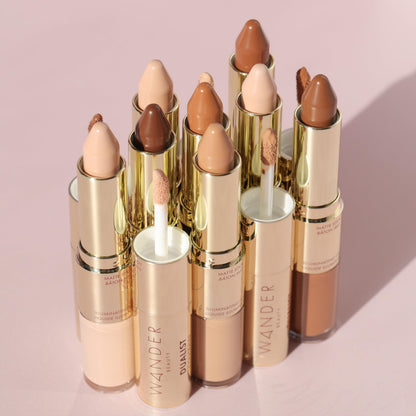 Wander Beauty Dualist Matte & Illuminating Concealer (Rich) | Dual-Ended Full Coverage, 0.28 fl oz