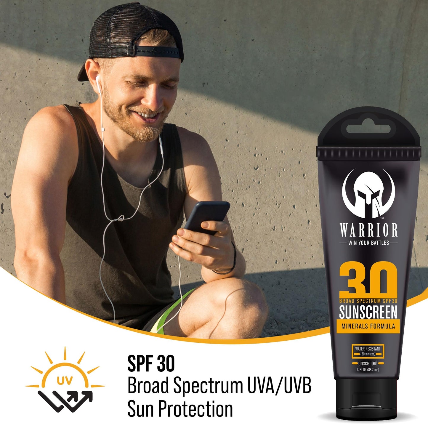 Warrior SPF 30 Mineral Sunscreen Lotion - Water Resistant, Reef Safe (3 oz)